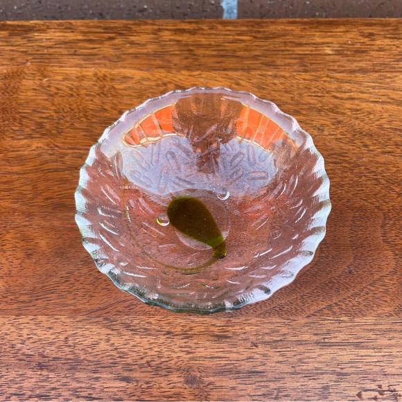 Green Teardrop Art Glass Bowl Handmade Artisan Made Textured - Picture 11 of 15